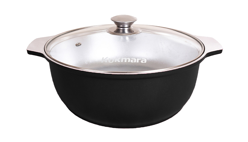 ж528ч Кастрюля-жаровня 5л диаметром 28см со стеклянной крышкой ДП (черный) 